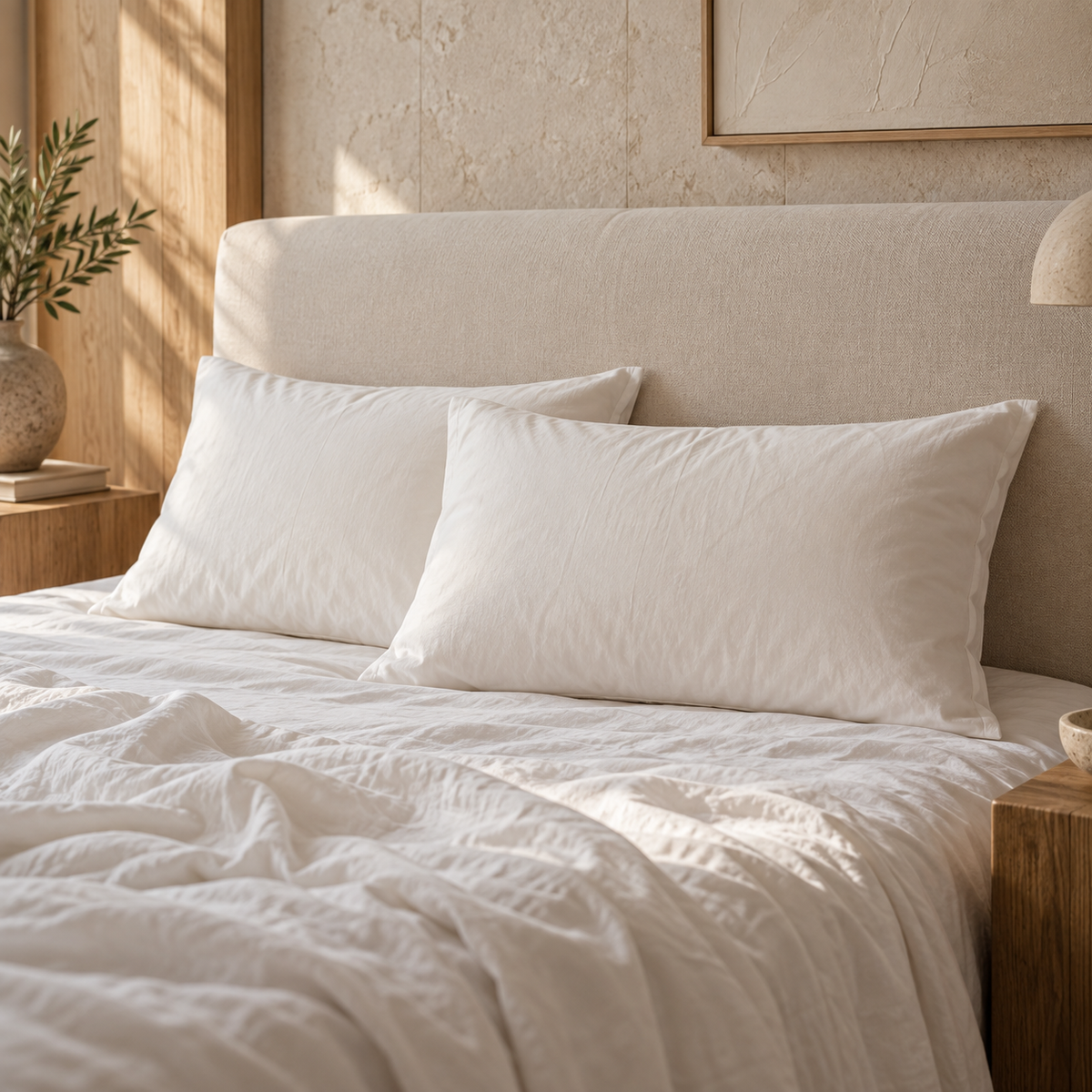 Crease & Cotton pillows collection — styled editorial image