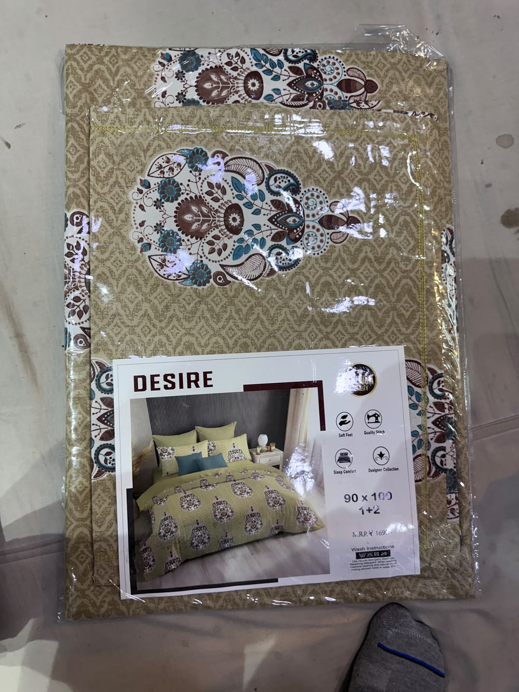 Desire Paisley Medallion Golden Beige Bedsheet Set packaging