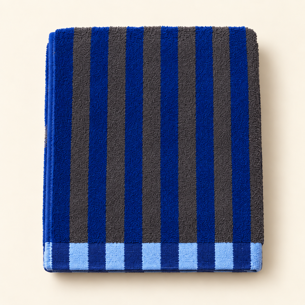 Tony Bold Stripe Bath Towel — Cobalt & Charcoal