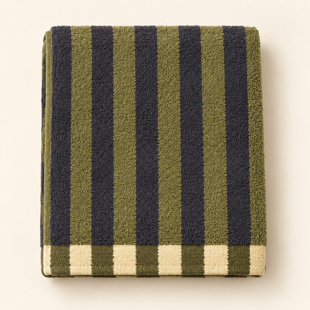 Tony Bold Stripe Bath Towel — Olive & Charcoal