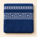 Tony Floral Border Bath Towel — Navy