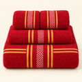 Tony Chevron Border 4-Piece Towel Gift Set — Ruby Red