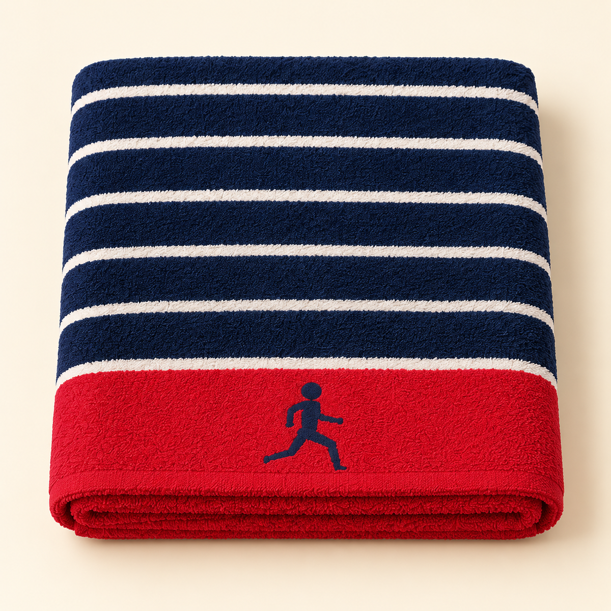 Tony Sport Stripe Bath Towel — Navy & Red