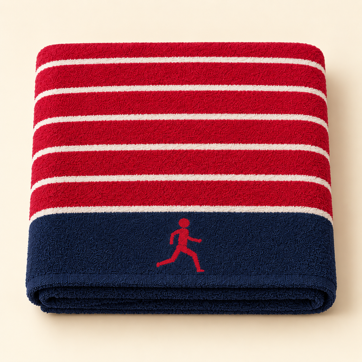Tony Sport Stripe Bath Towel — Red & Navy