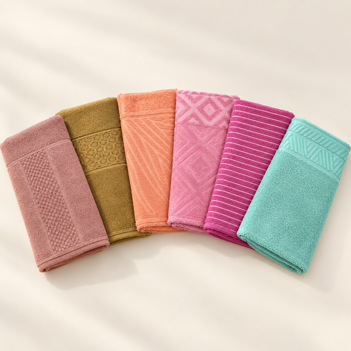 Six colour and pattern options — price is for one towel