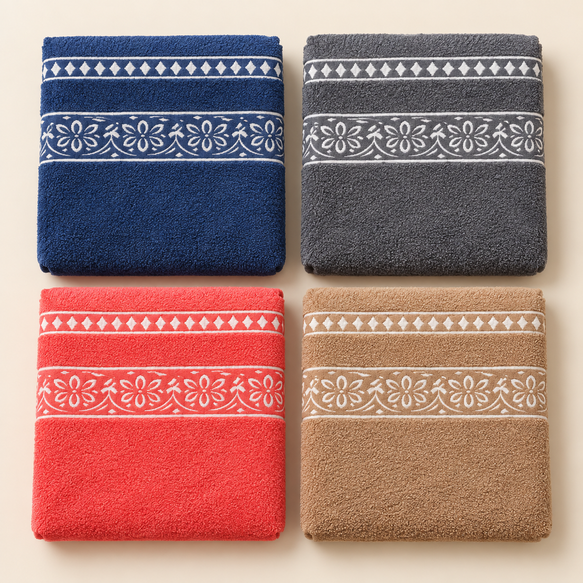 Tony Floral Border Bath Towel colour options — sold individually
