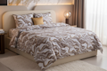 Marble Texture Brown Gold Bedsheet Set styled on a bed