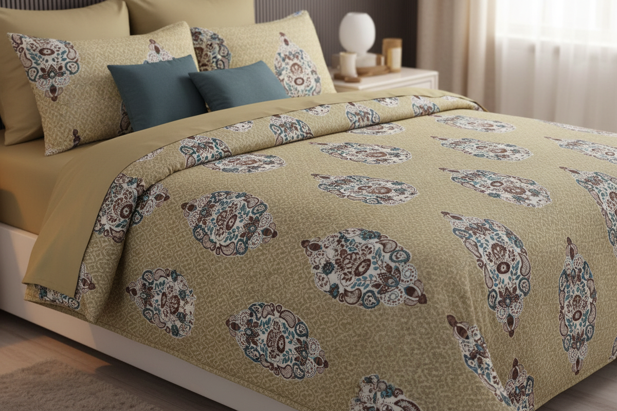 Desire Paisley Medallion Bedsheet Set close-up lifestyle