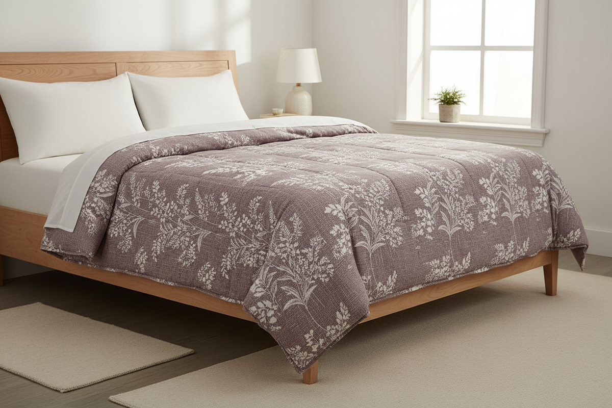 Royce Mauve Botanical Comforter - lifestyle bedroom