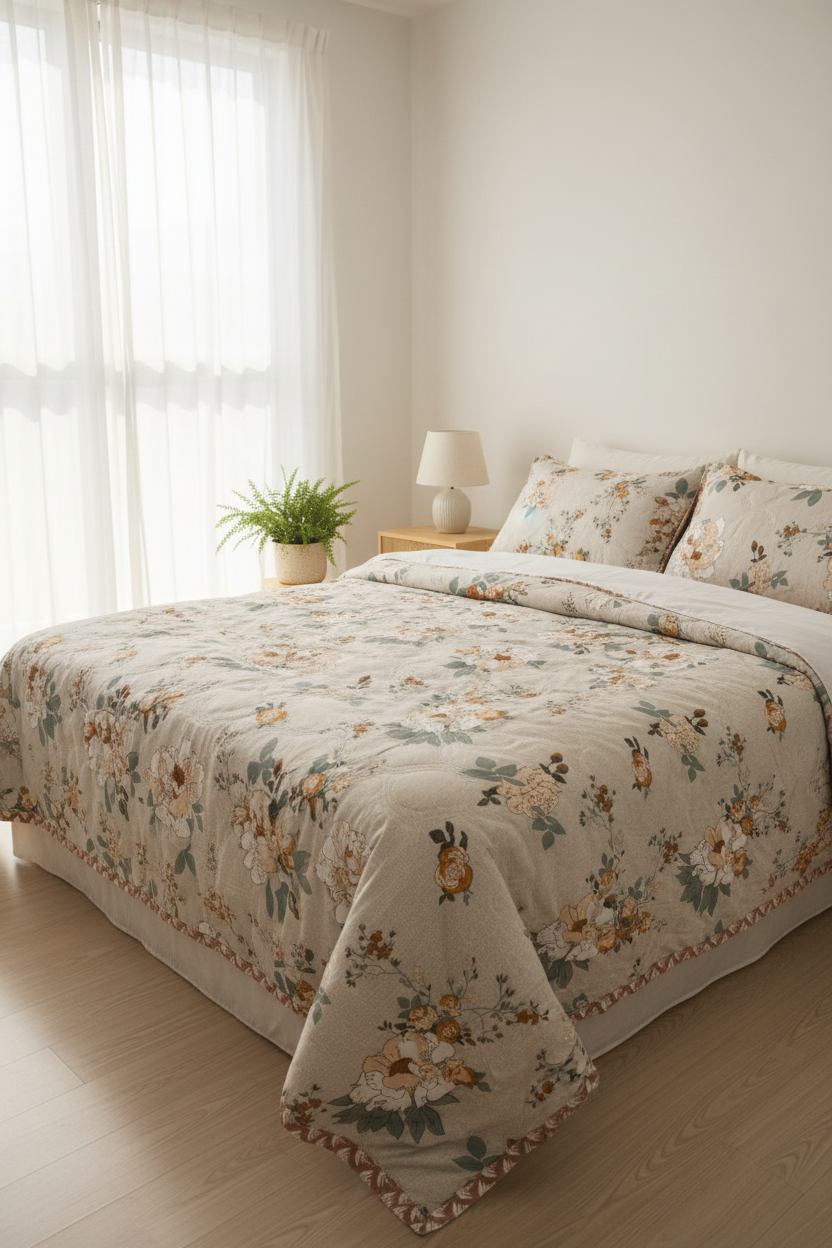 Royce Peony Garden Comforter styled in a bright airy bedroom